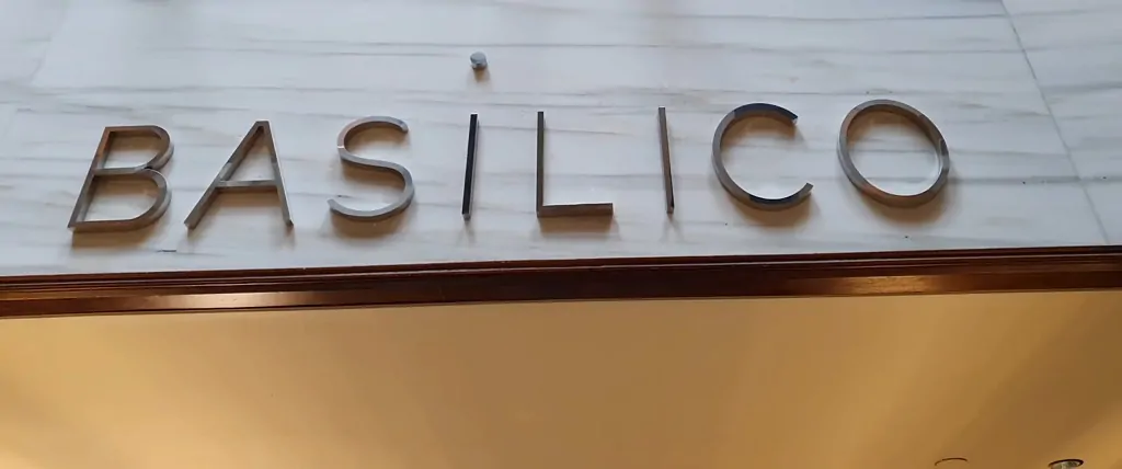 Sign of the Basilico restaurant in Singapore