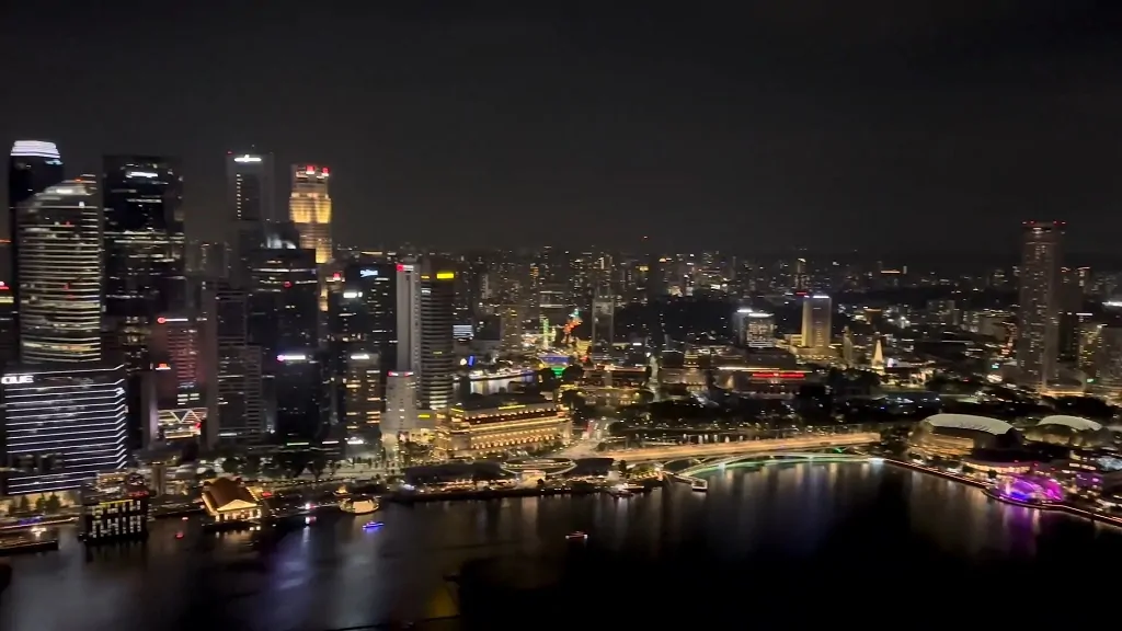 A view of the city skyline from the restaurant terrace