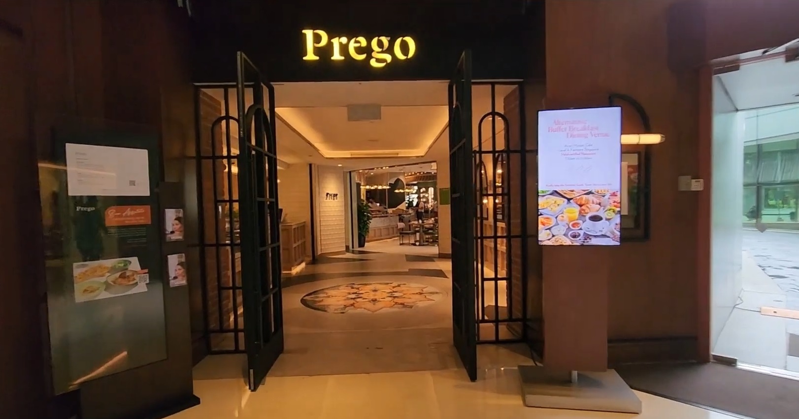 Entrance to the Prego restaurant in Singapore