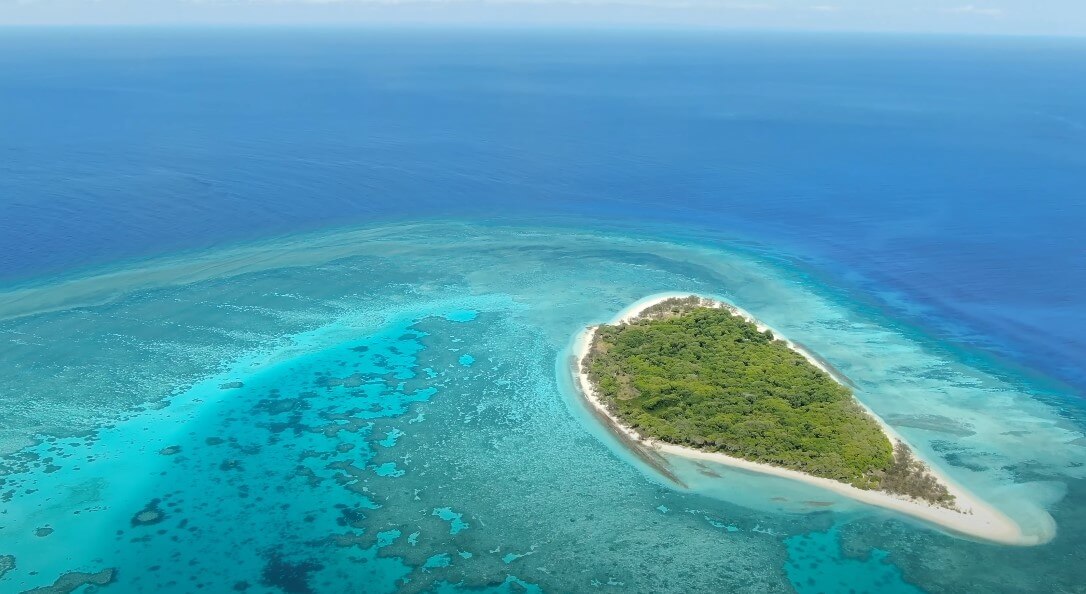 Aerial view of a Great Barrier Reef in Australia